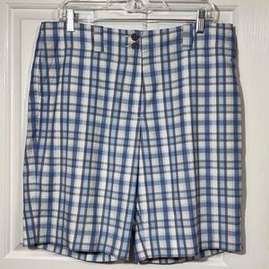Nike Golf Fit Dry Plaid Shorts Women’s Size 12 Blue White Checked Performance